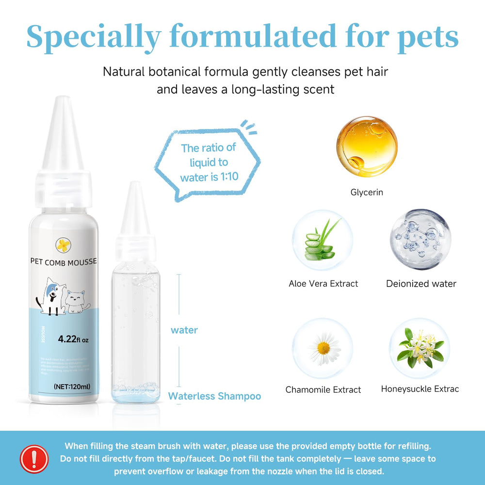 LetsFeed Pet Steam Brush front-view emphasizes compact design for easy home grooming