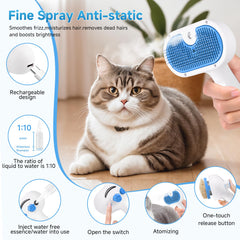 LetsFeed Pet Steam Brush compact size image highlights lightweight, portable grooming on the go