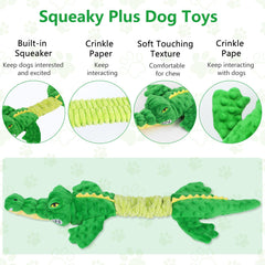 Letsmeet alligator-toy-crinkle-inside close-up showing sensory crinkle during fetch