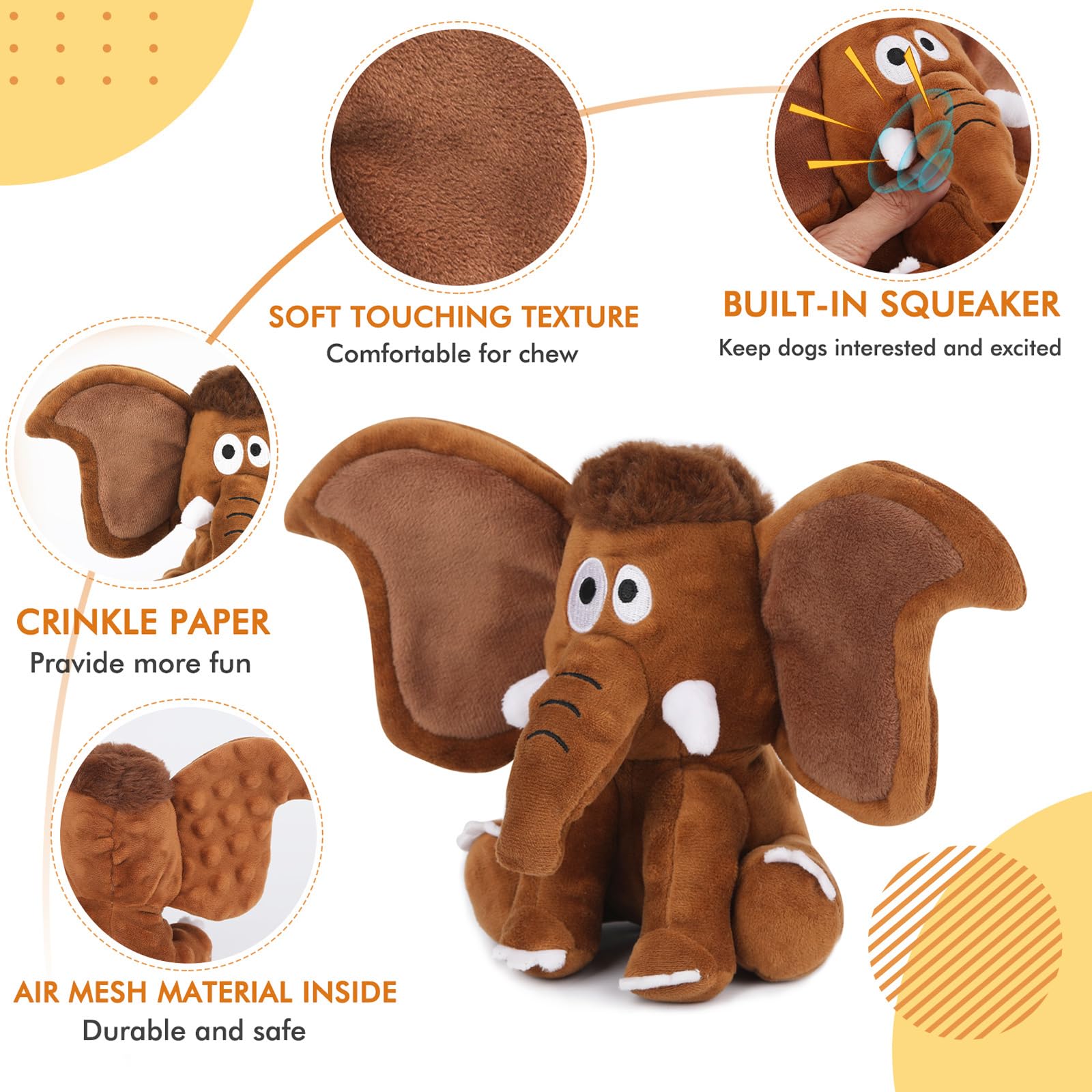 Letsmeet tough plush dog toy close-up showing durable chew design for lasting play