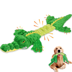 Letsmeet large-squeaky-alligator-toy full view for interactive tug play