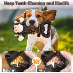 Letsmeet plush dog toy crinkle paper aids teeth-cleaning through safe chewing.