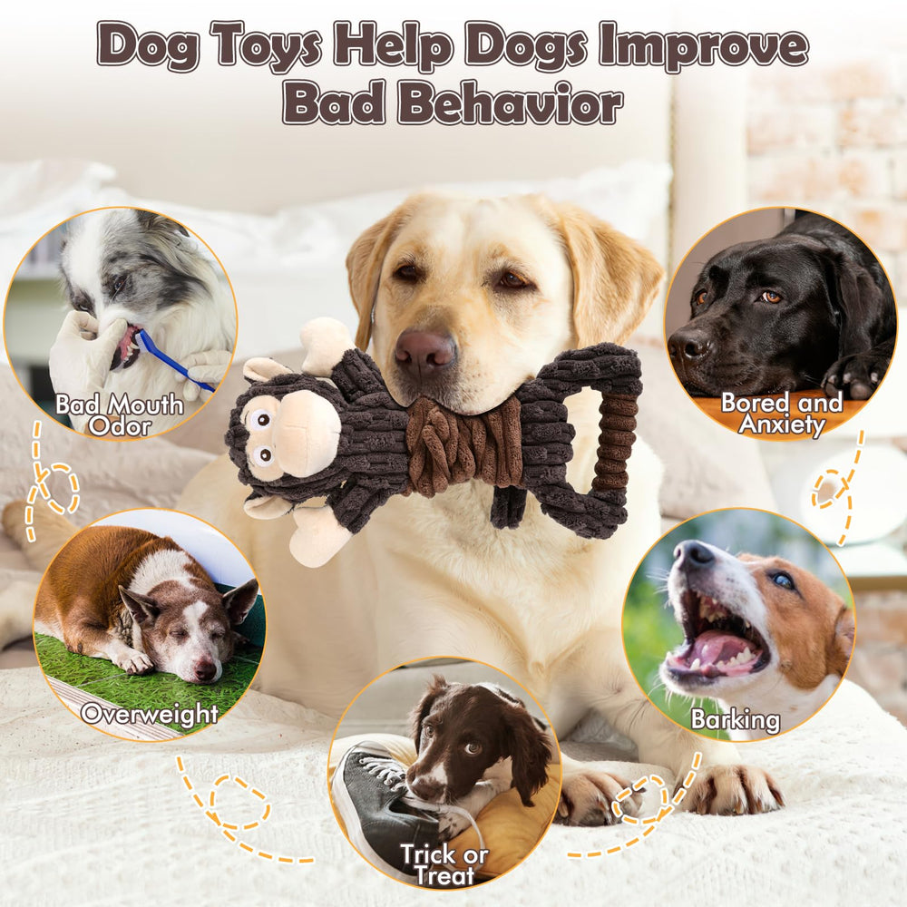 Letsmeet plush dog toy tug interactive highlights durable design for tough chewers.