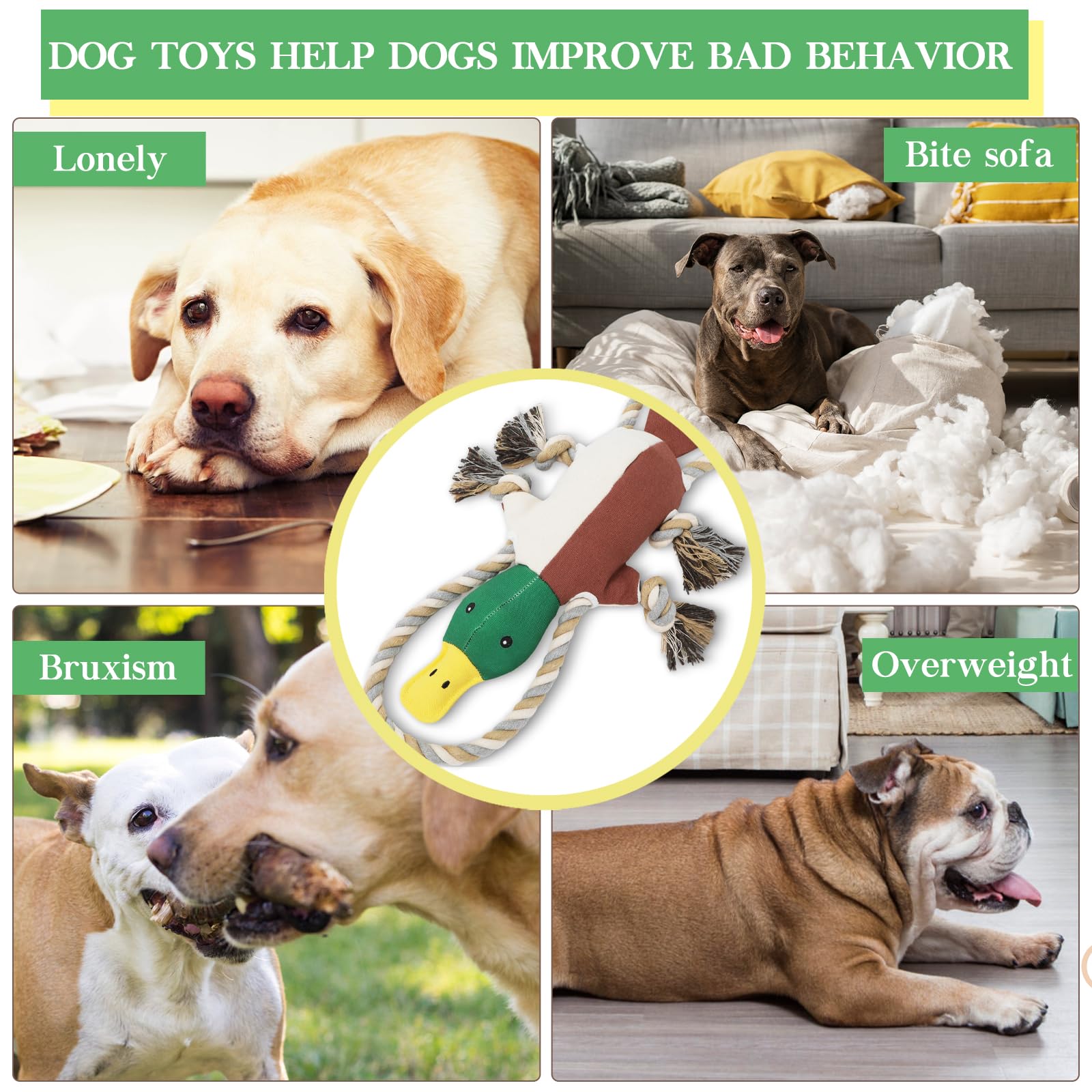 Letsmeet squeaky duck toy engages dogs of all sizes with lively squeaks.