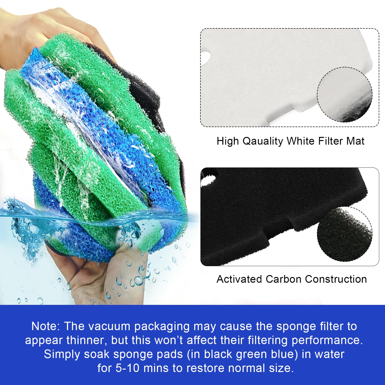 LEWEREST Cascade black fine sponge adsorbs smells and fine particles for clearer water.