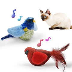 LEWISER chirping tit set in red and blue ready for interactive play and hunting instinct.
