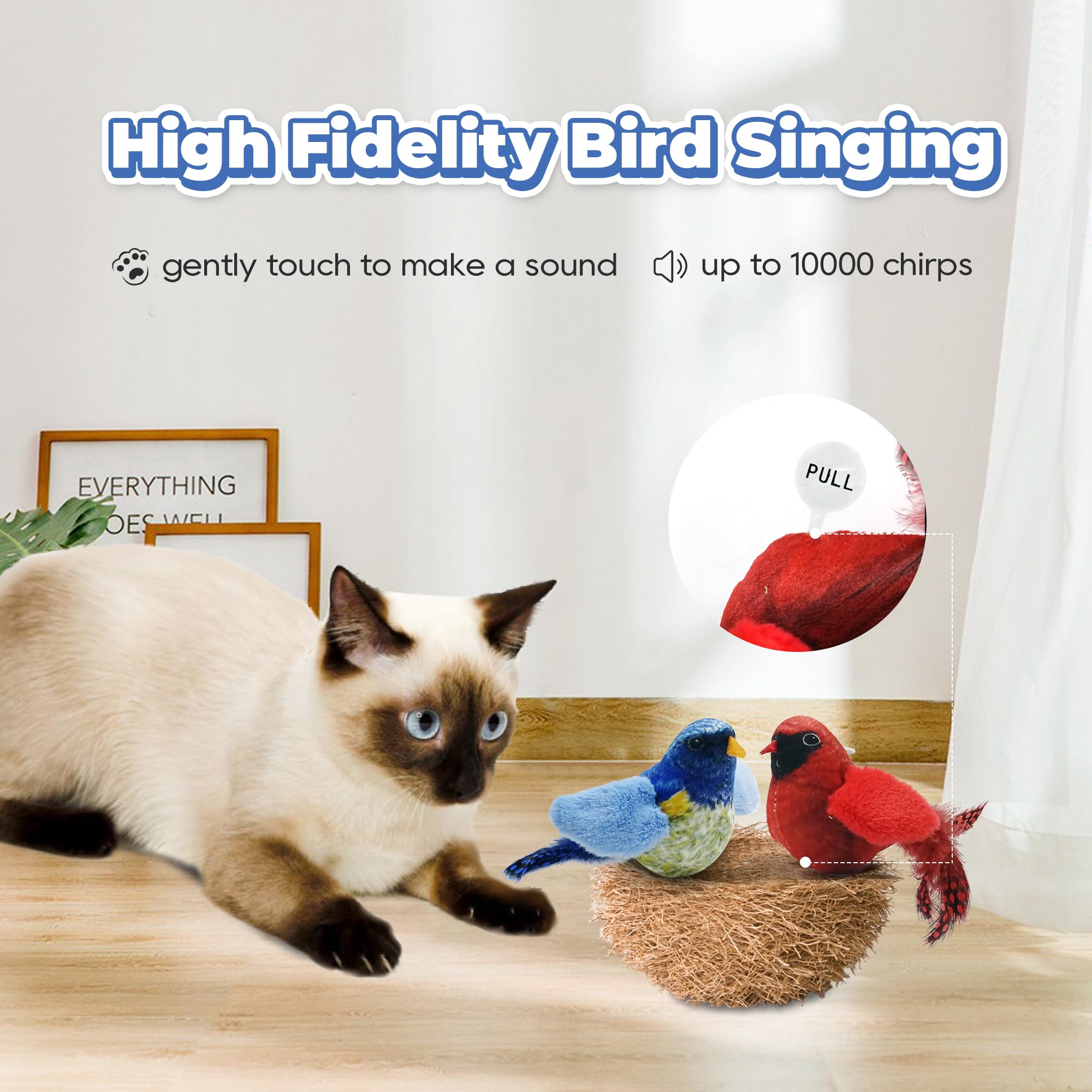 LEWISER chirping tit with silvervine mechanism invites attentive stalking and playful pounces.