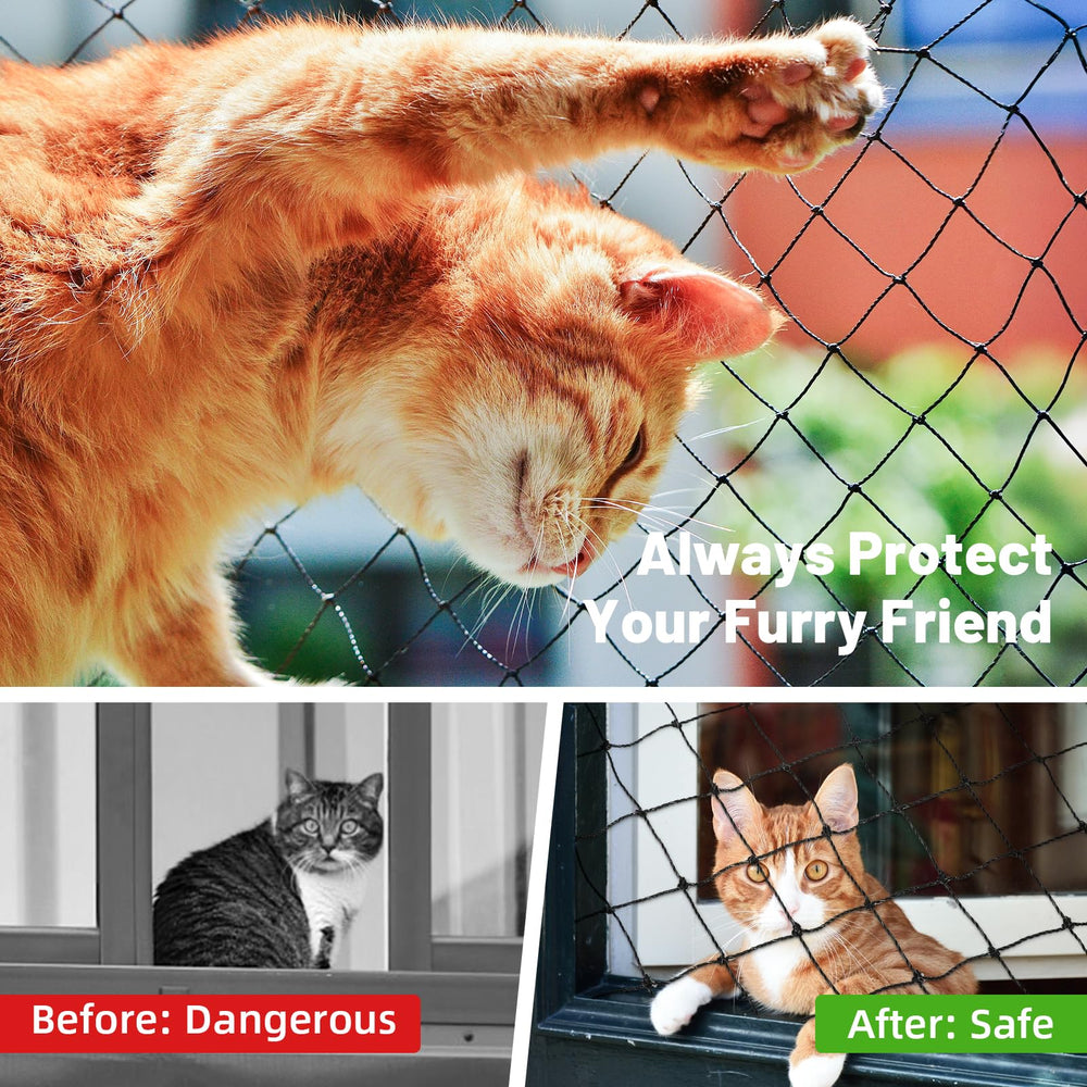 Lewondr cat-netting sunproof-closeup shows weather-resistant mesh for long-lasting use.