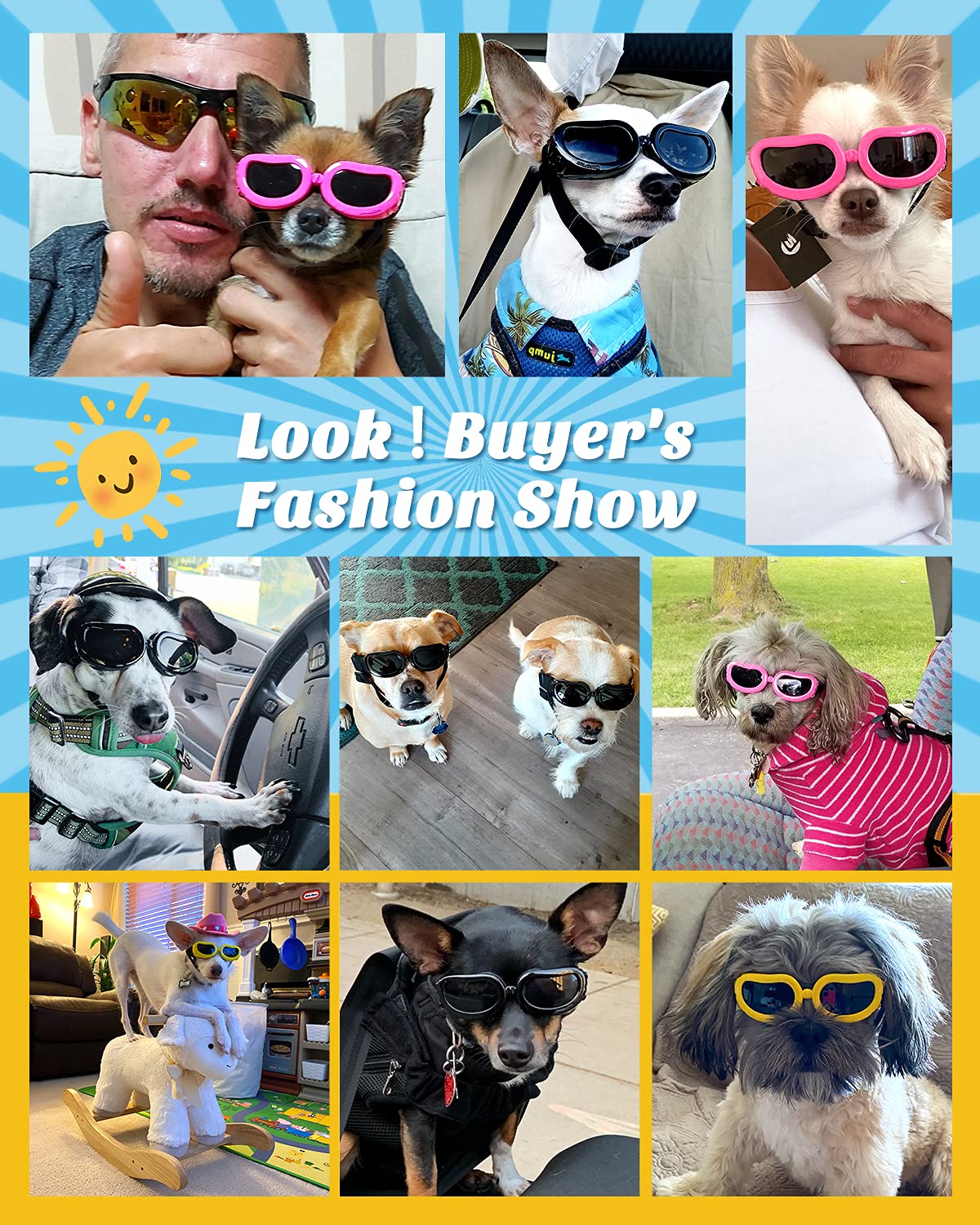 Lewondr dog sunglasses adjustable strap for secure fit