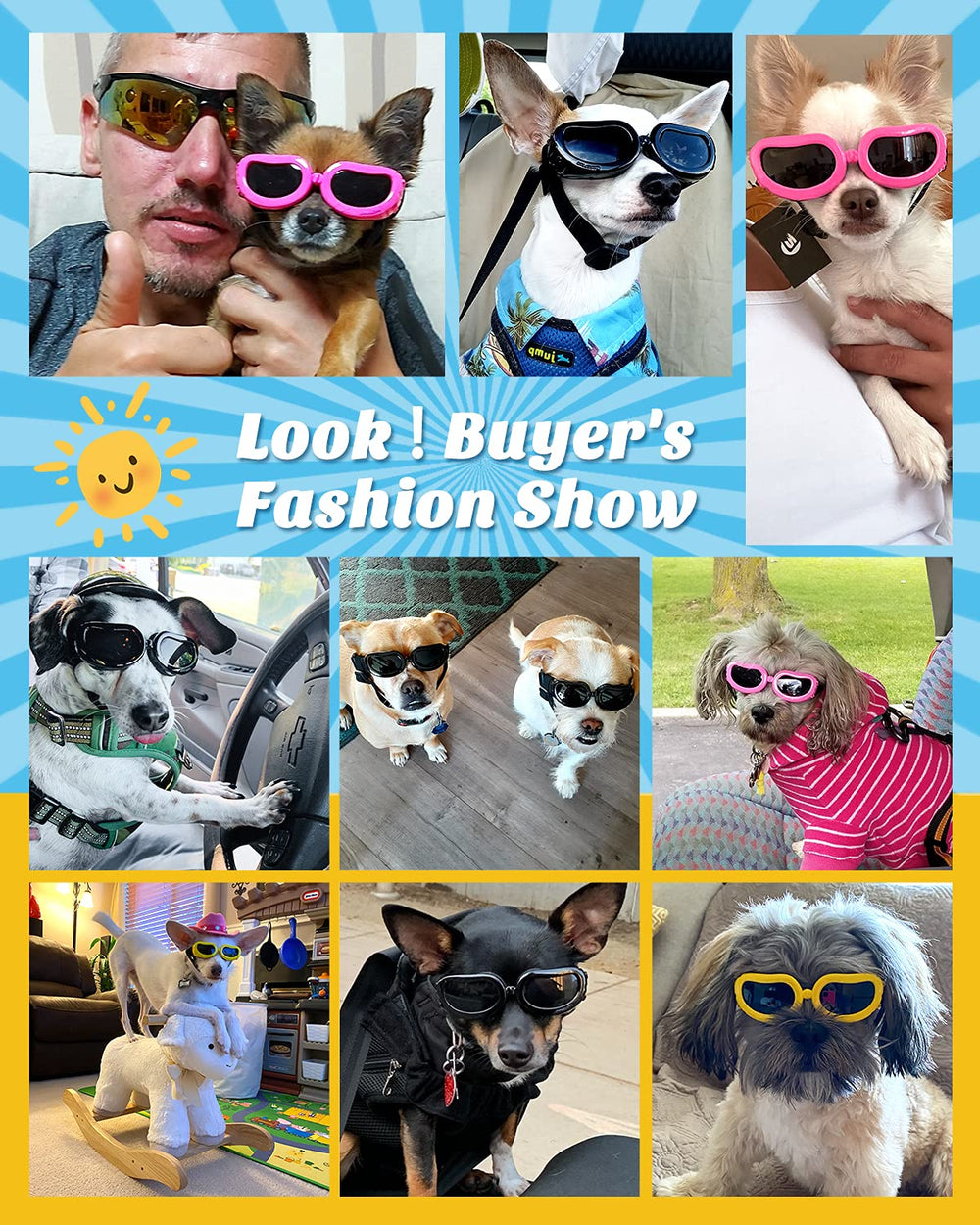 Lewondr dog sunglasses adjustable strap for secure fit