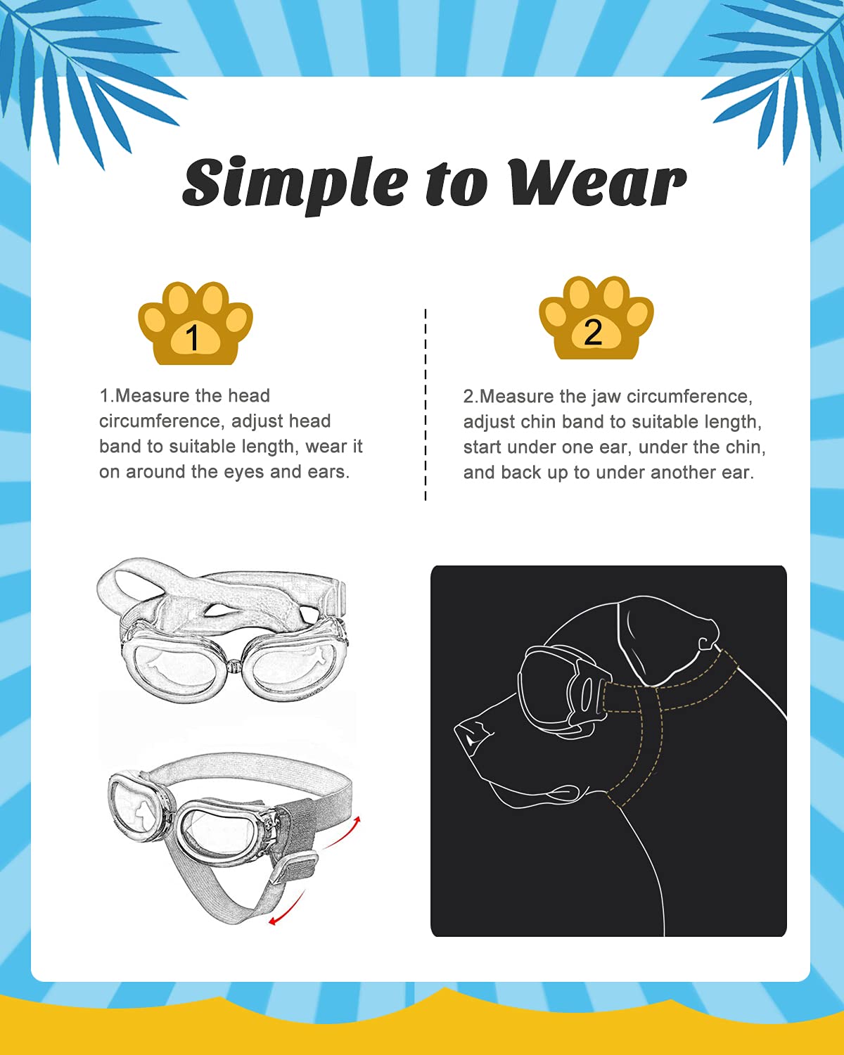 Lewondr measurement guide for small-breed sunglasses fit