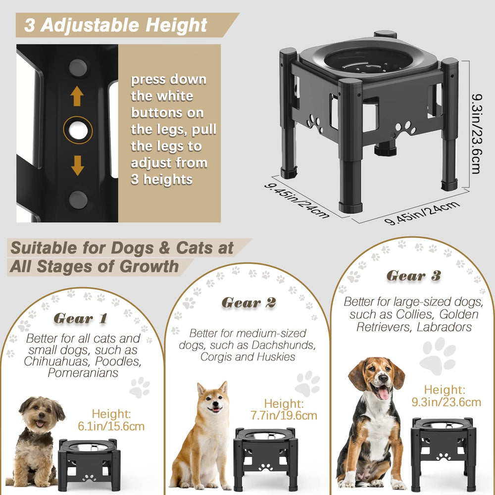 Lewondr elevated slow feeder stand at 9.3 inches for tall dogs.
