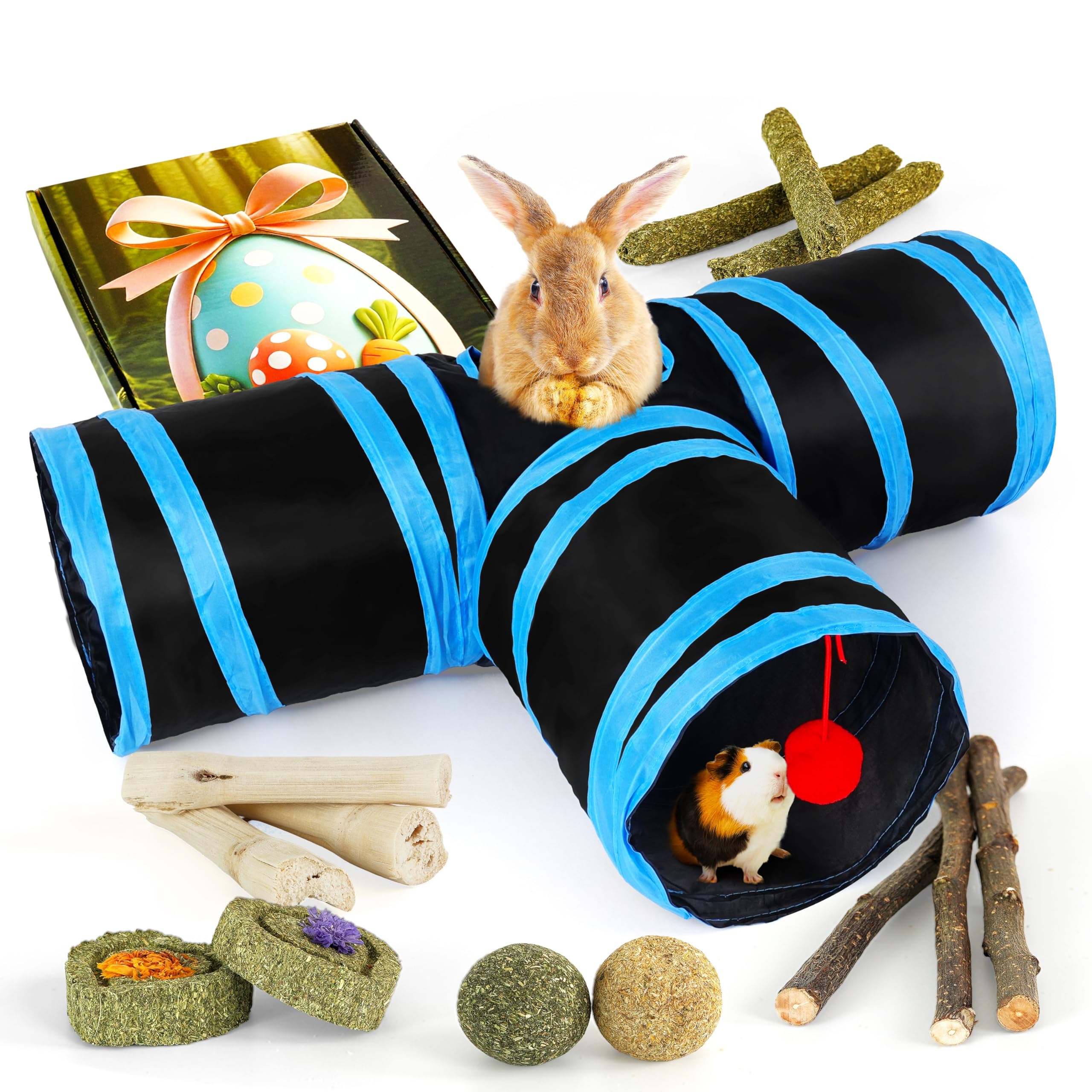 LEXASTLE Bunny Tunnels 3-Way Hideout shown for curious rabbits and small pets