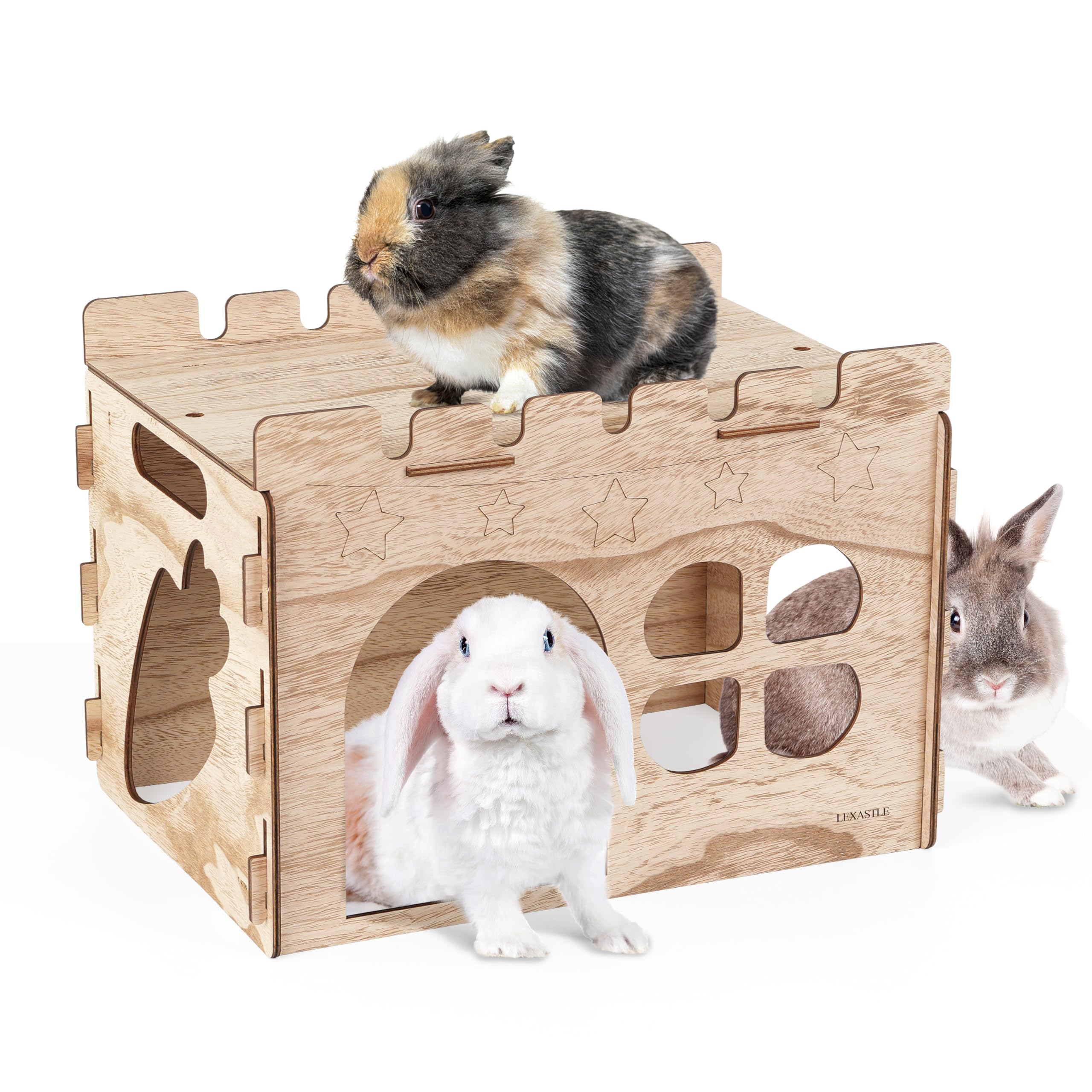 LEXASTLE Larger Bunny Castle assembled, roomy retreat for pets