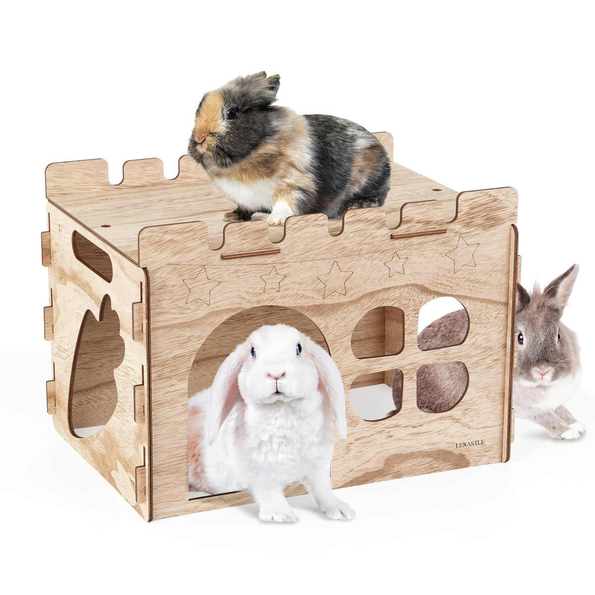 LEXASTLE Larger Bunny Castle assembled, roomy retreat for pets