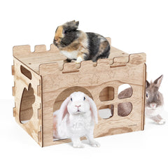 LEXASTLE Larger Bunny Castle assembled, roomy retreat for pets