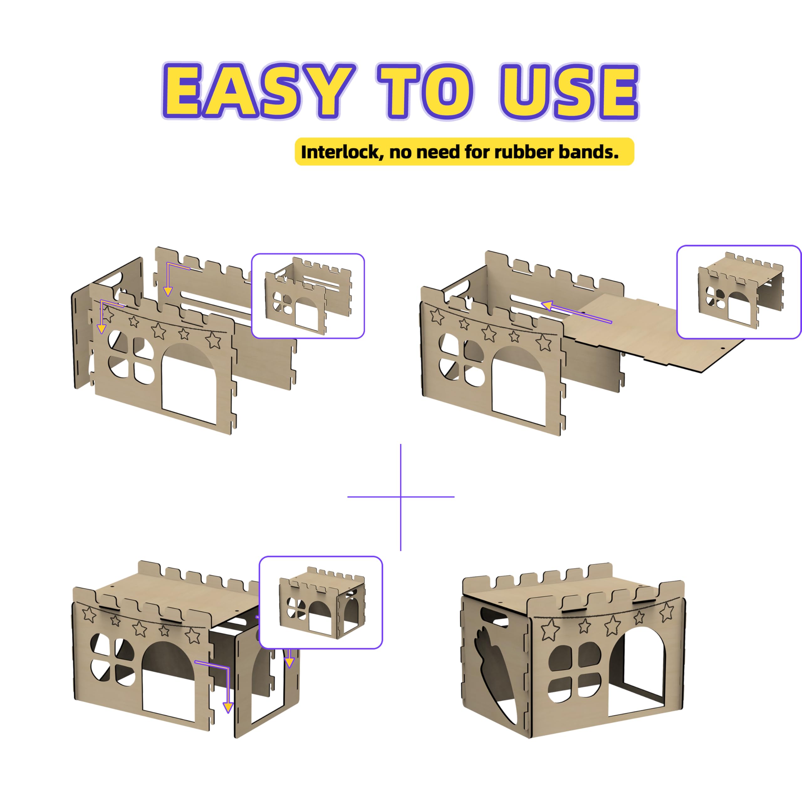 LEXASTLE Sturdy wood construction, durable hideout for pets