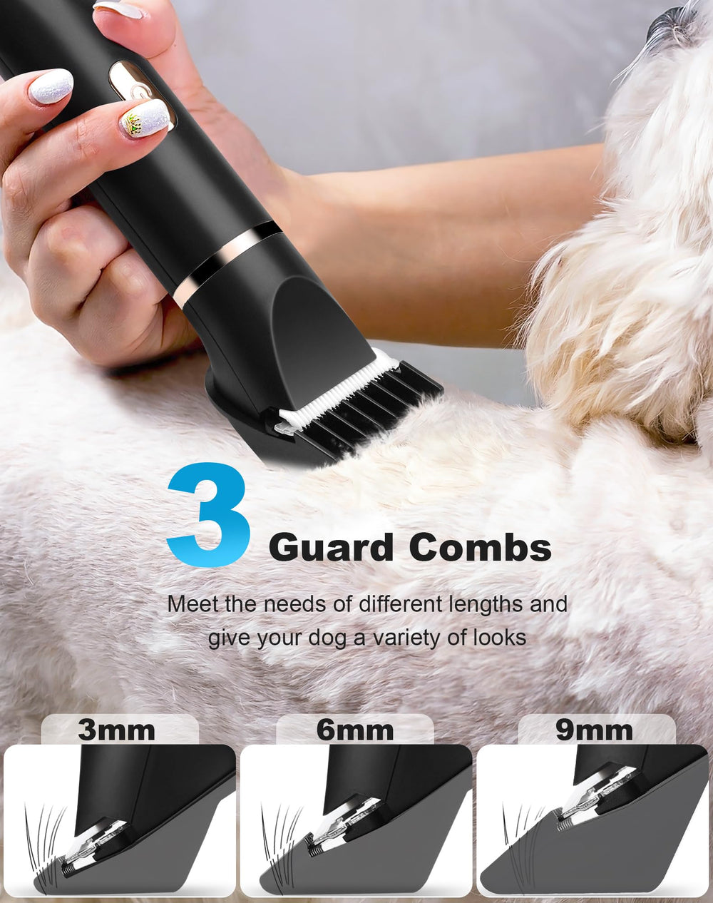 Lexflext low-noise design conveys calm grooming for nervous pets.