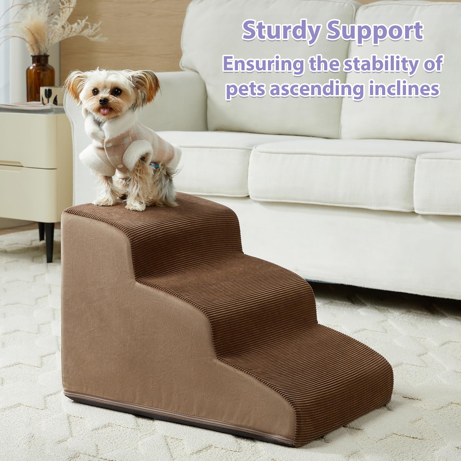 LEXTRO Dog Stairs corduroy surface enhances paw grip for confident climbs
