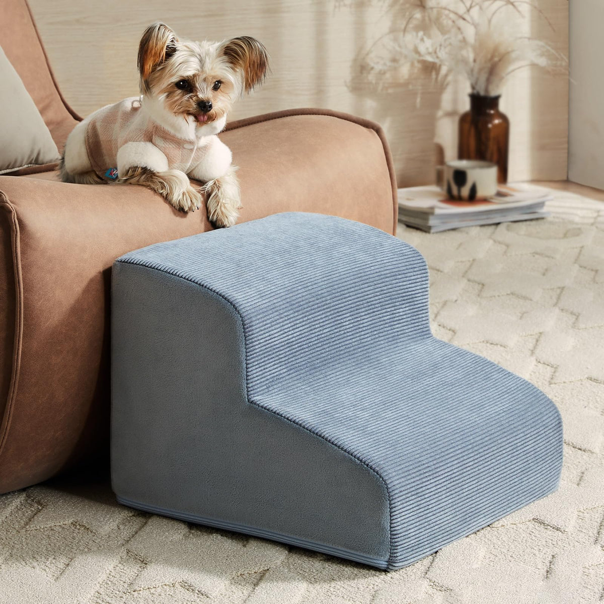 LEXTRO Dog Stairs foam support enables gentle couch climbs.