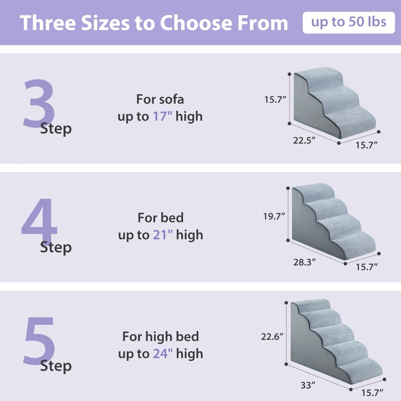 LEXTRO dog stairs no-installation design sets up quickly beside a bed