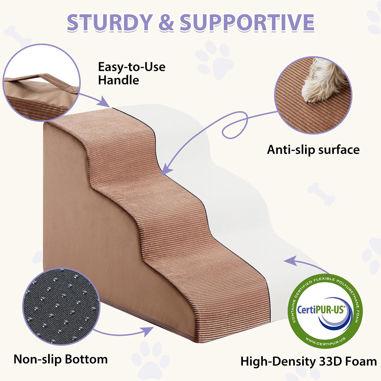 LEXTRO Dog Stairs vacuum-packaged delivery means no setup required