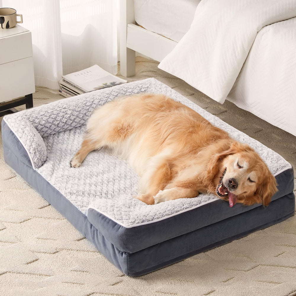 LEXTRO orthopedic dog bed large outer view with a stable non-slip bottom for steady rest.