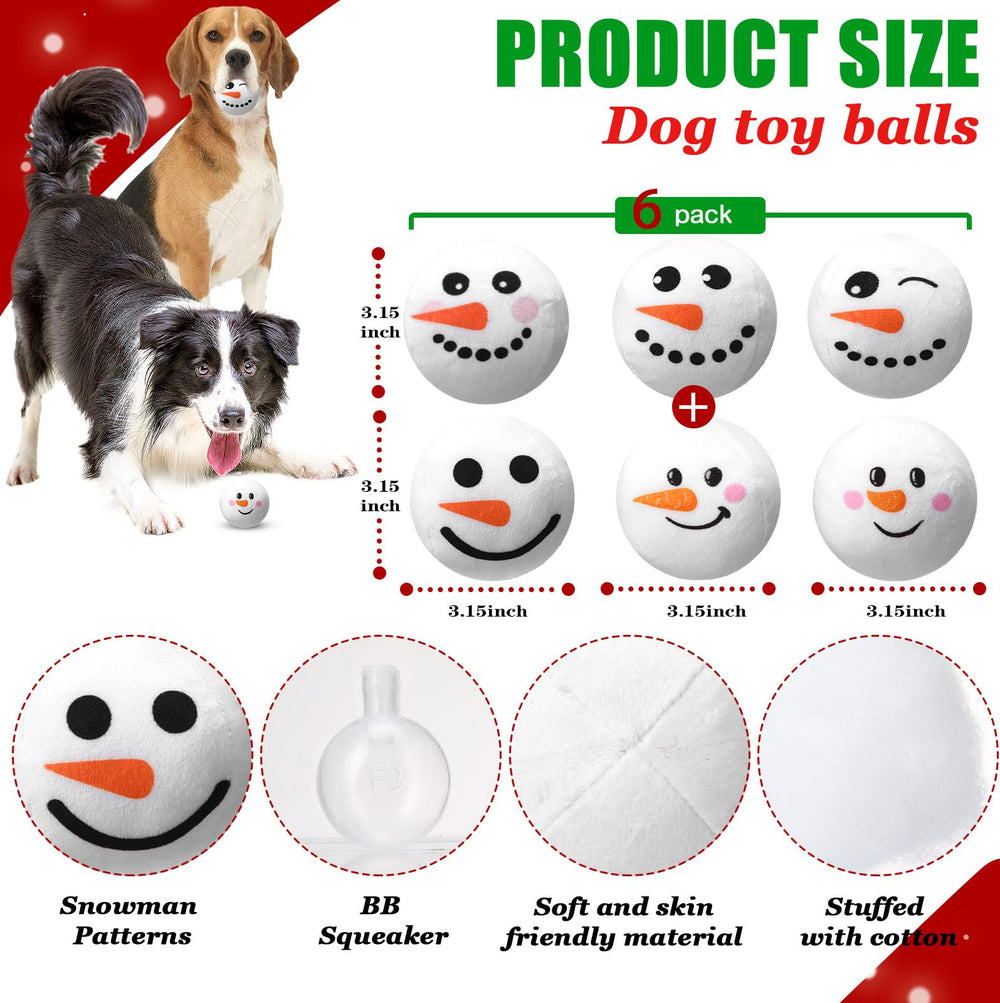 Leyndo 24-pack Christmas dog ball toys with six snowman designs for variety.