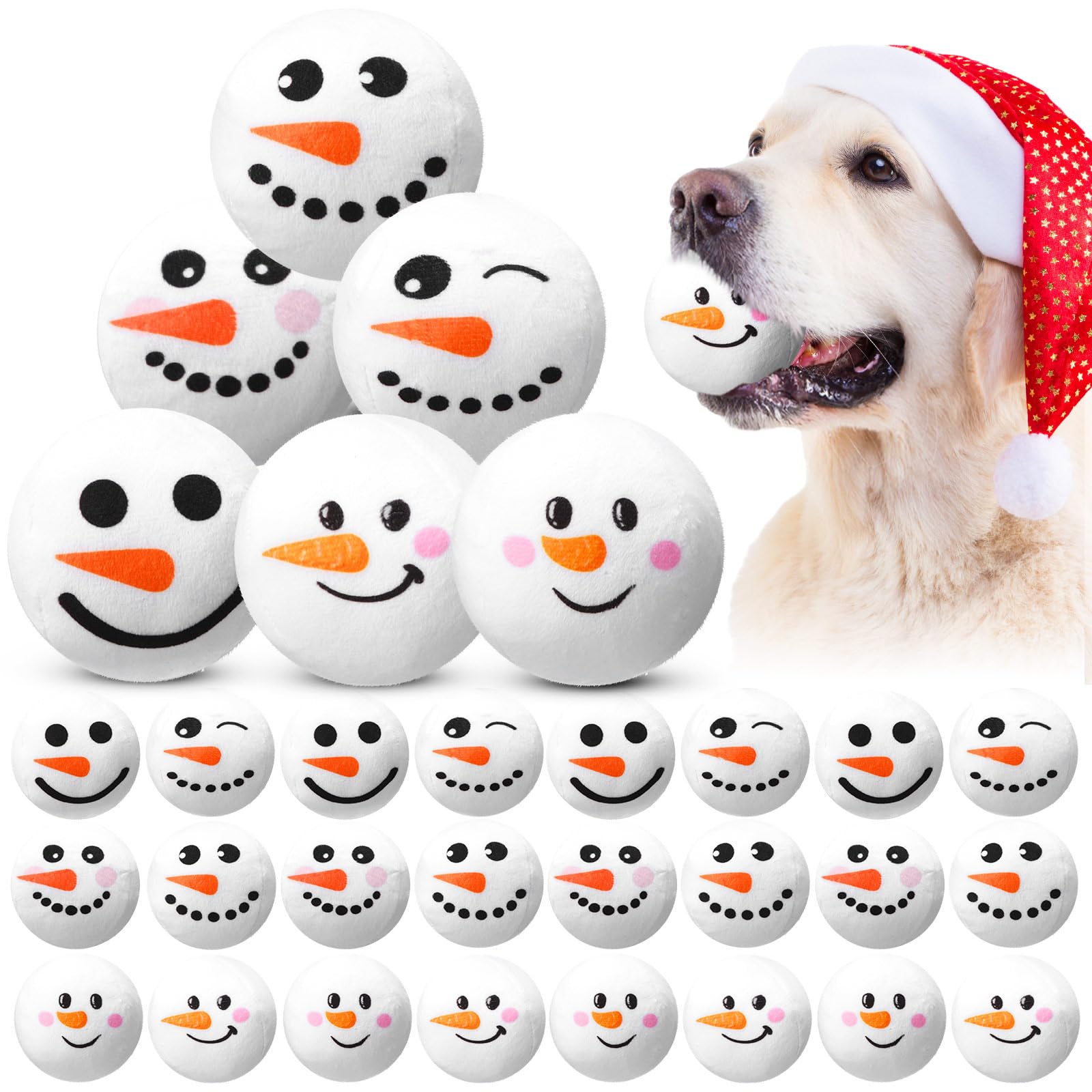 Leyndo Christmas snowman dog ball toy close-up 3.15-inch for interactive fetch play.
