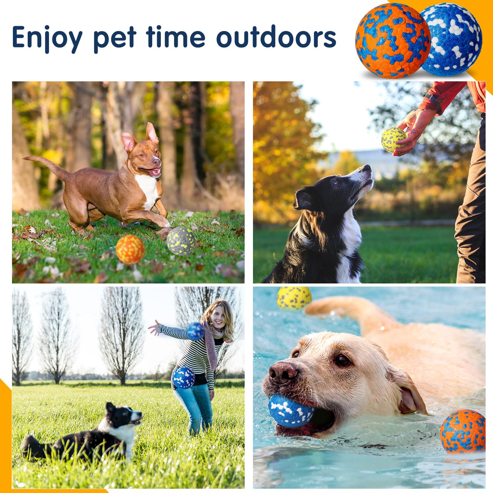 Leyndo 2.5in dog ball in action during indoor outdoor play