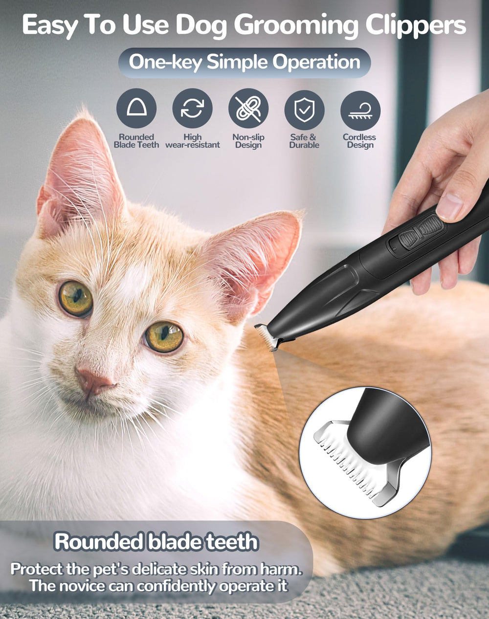 LEYOUFU dog clippers eyes-ears-face detail highlights safe trimming around sensitive areas