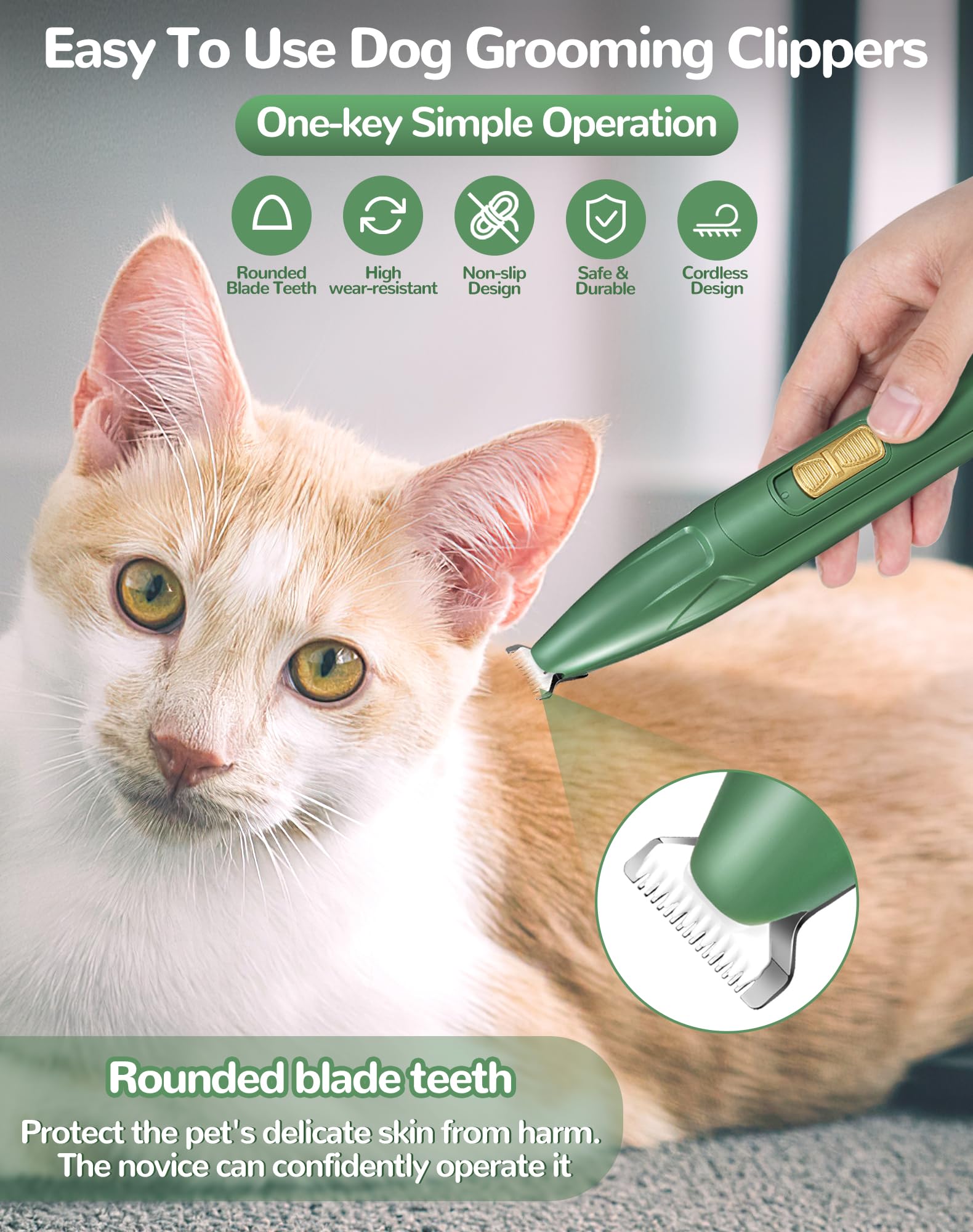 LEYOUFU dog clippers green-paw-trim focuses on small-area grooming like paws