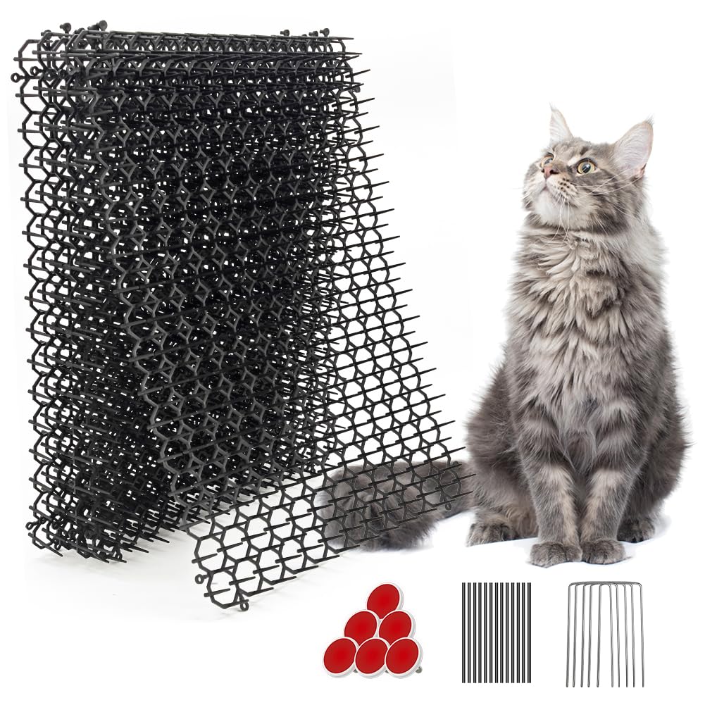 Ley's 10-pack scat mat 16x13 inches closeup shows spikes for humane garden deterrence.