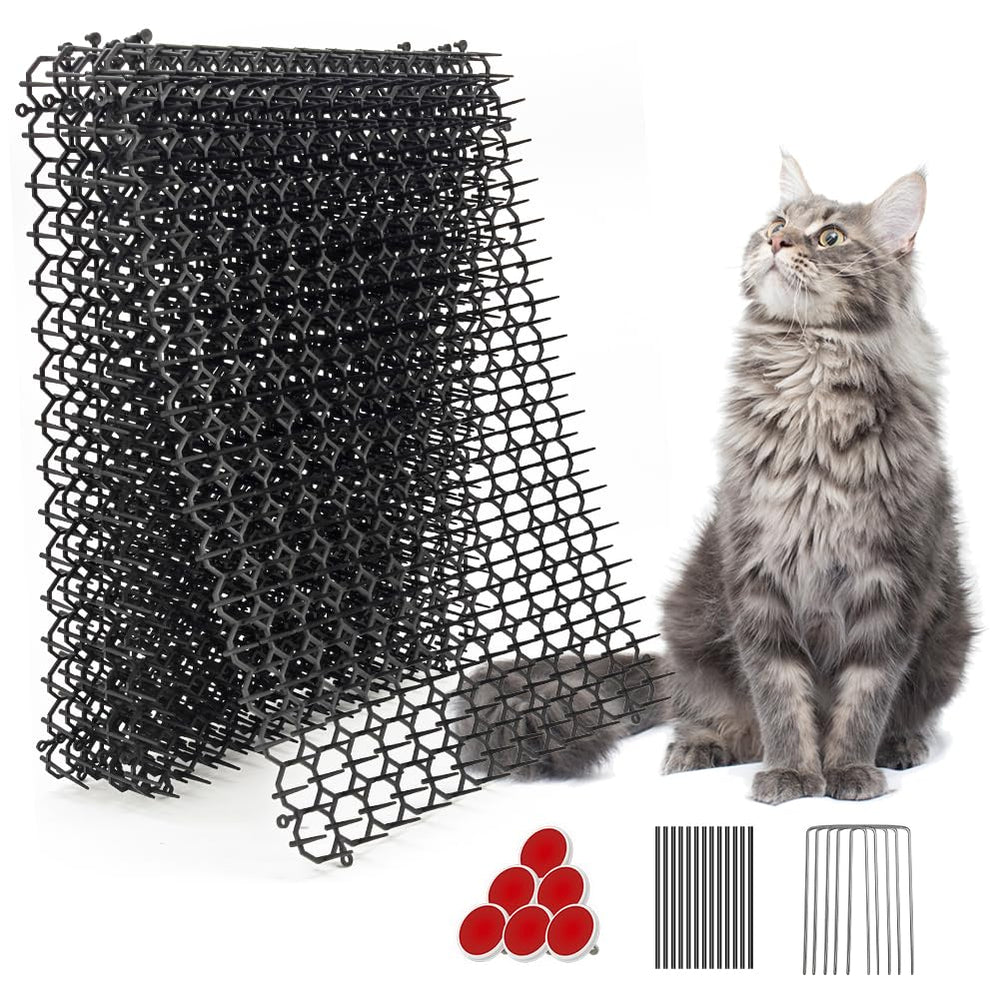Ley's 10-pack scat mat 16x13 inches closeup shows spikes for humane garden deterrence.