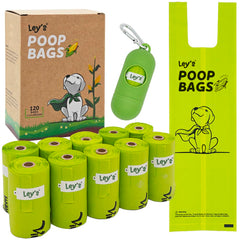 Ley's compostable dog poop bags in dispenser for quick cleanup on walks