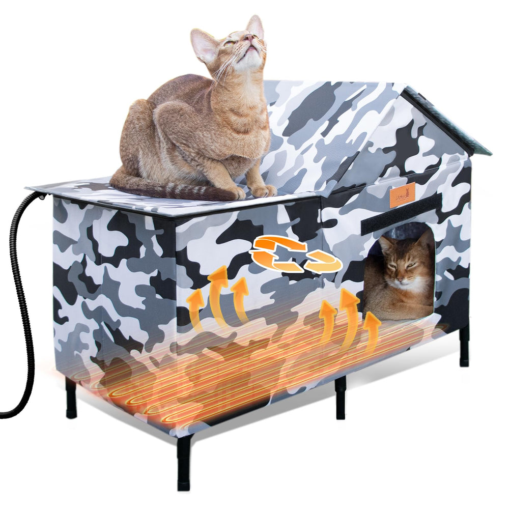 Lfokd extra-large heated cat house on balcony offering ample space for multiple cats