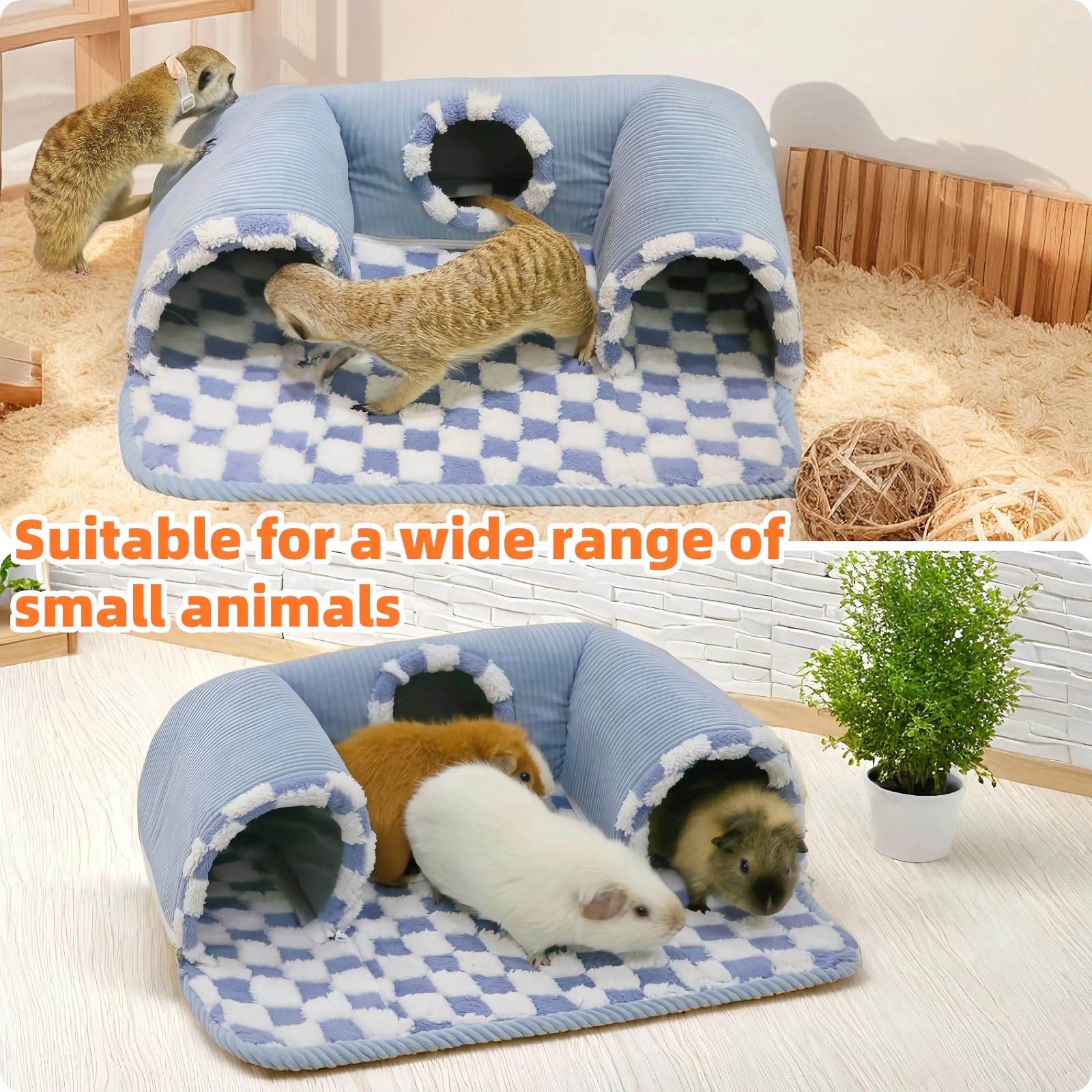 Lfokd Guinea Pig Hideout Tunnel three-holes blue promotes exploration and activity.