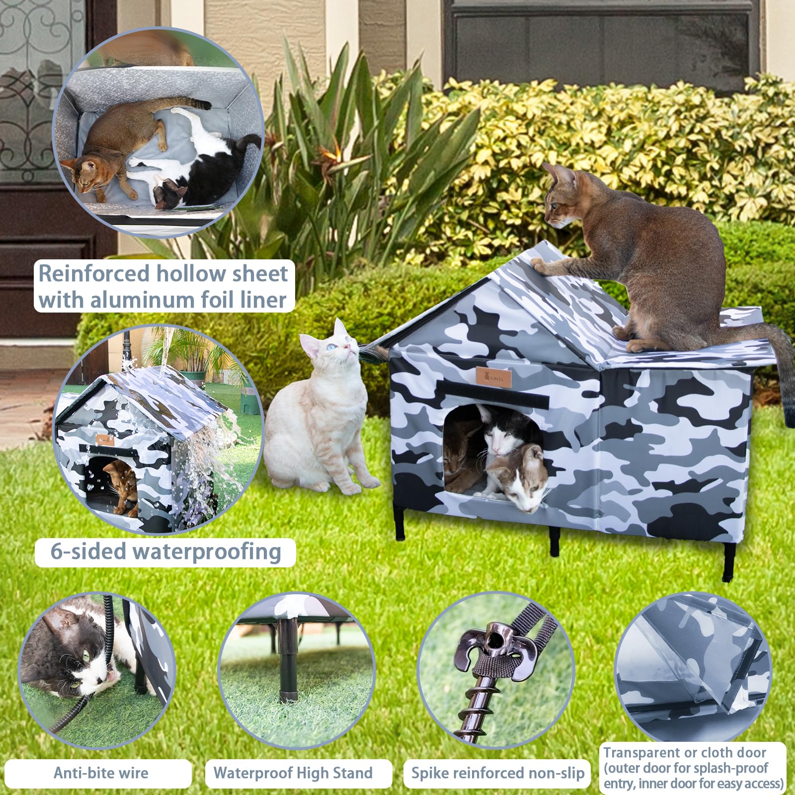 Lfokd insulated cat shelter with six-layer walls helps retain warmth