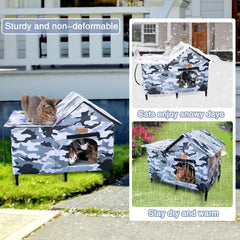 Lfokd weatherproof cat house with waterproof fabric protects against rain