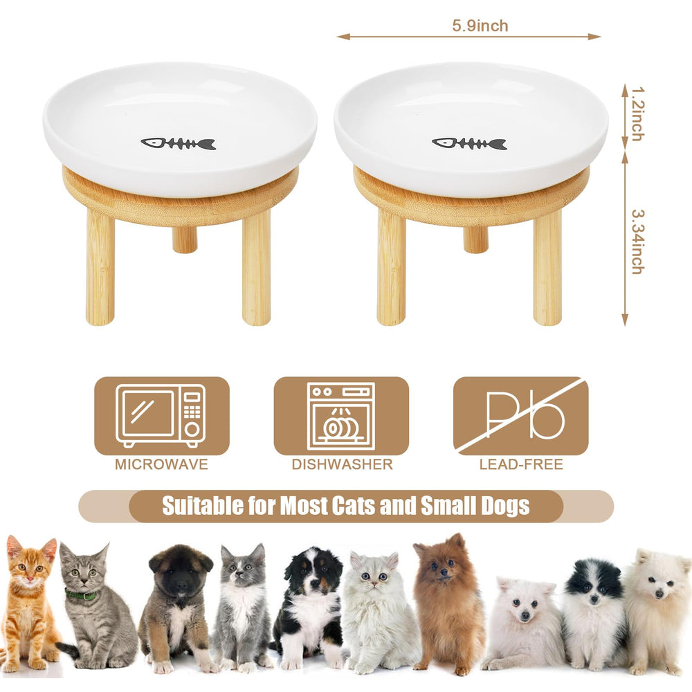 Lfpkixise ceramic cat dish with wide shallow bowl supports whisker-friendly dining.
