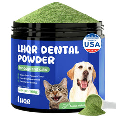 LHQR dog dental powder bottle for fresher breath and simple daily oral care