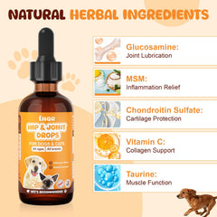 LHQR liquid glucosamine dogs drops pipette showing precise dosing for hip joints