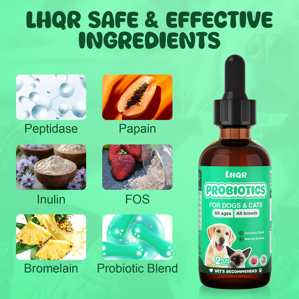 LHQR Liquid Probiotics label close-up shows 1.2B CFU and ingredient highlights.