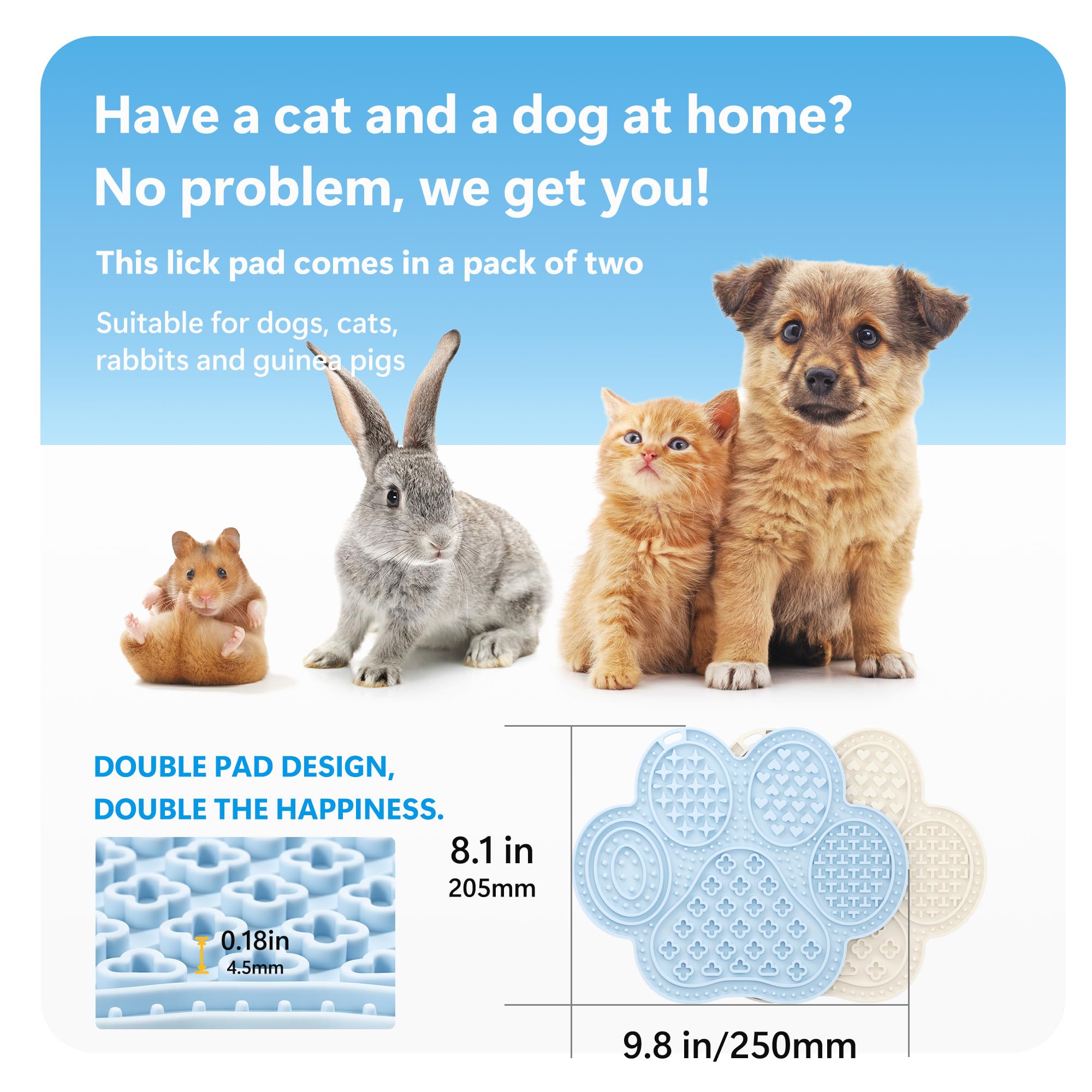 Li & Zhao lick mats used for both dogs and cats with wide application.