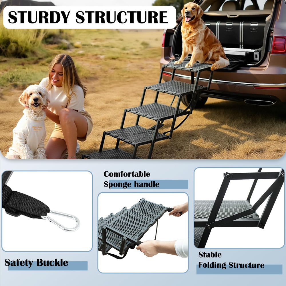 LIALEX wide dog ramp adjustable height fits most vehicles for versatile use.