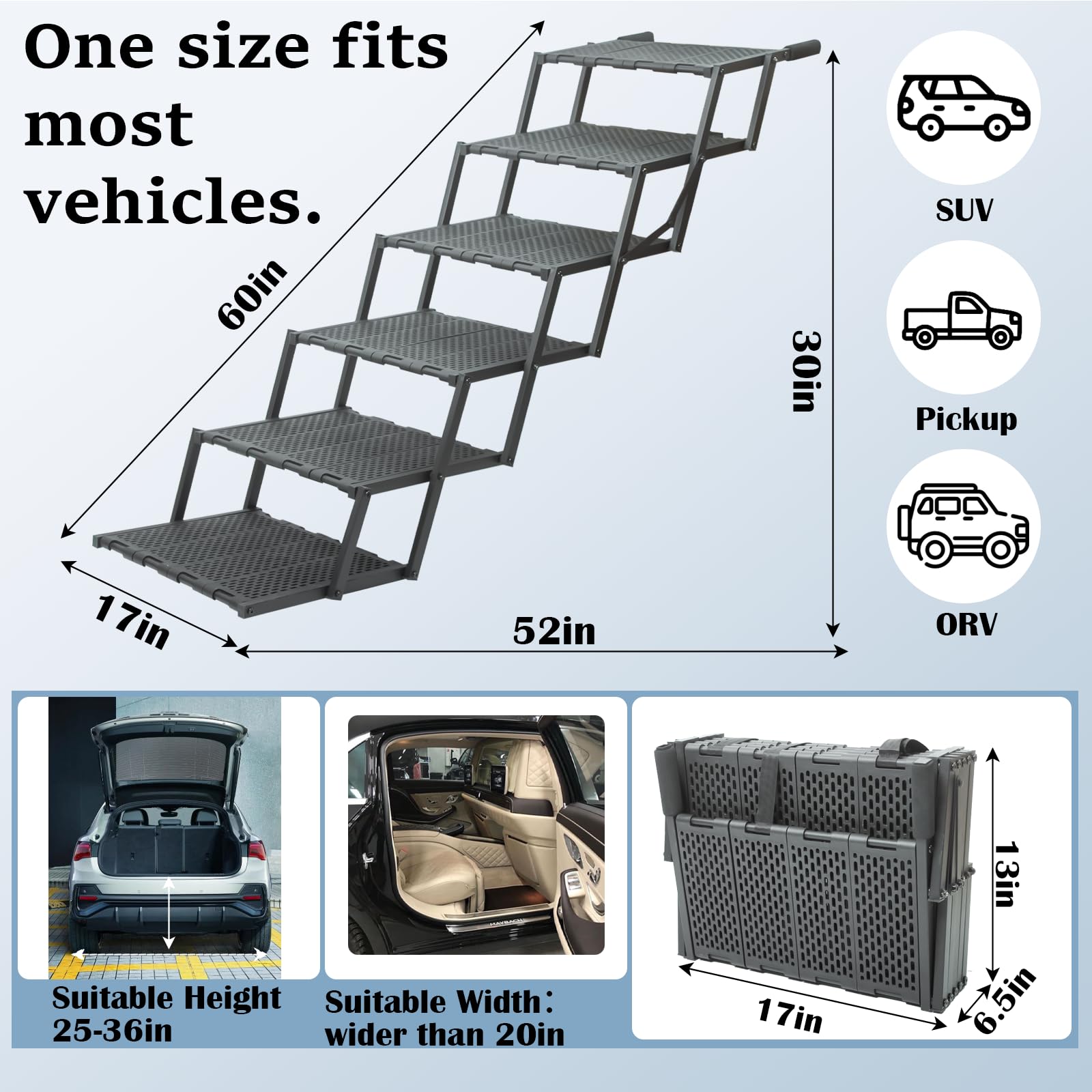 LIALEX wide dog ramp heavy-duty metal frame ensures stable support.