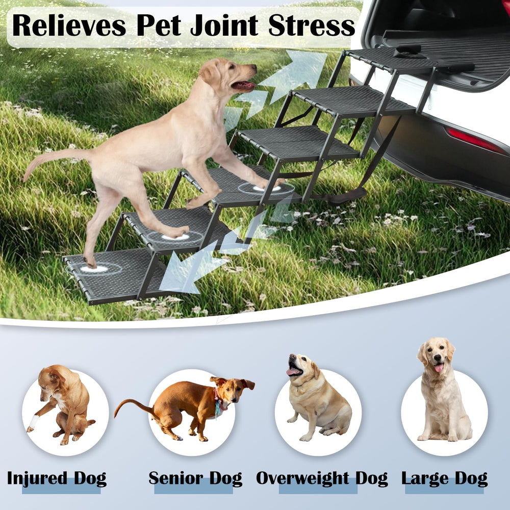 LIALEX wide dog ramp non-slip surface provides secure footing on wet days.