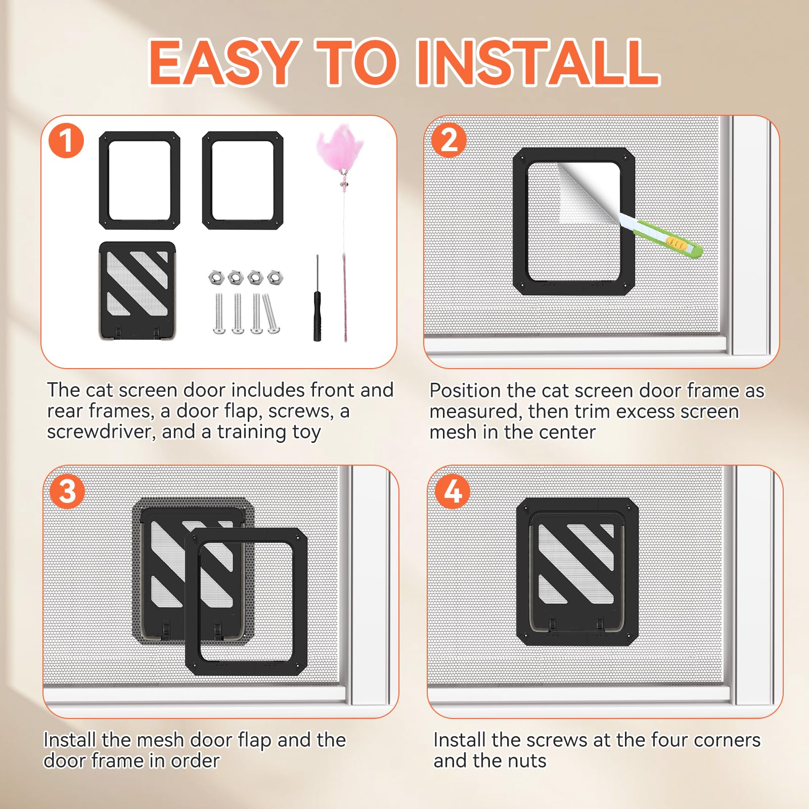 LIBBEPET cat door installation tools included for quick solo setup