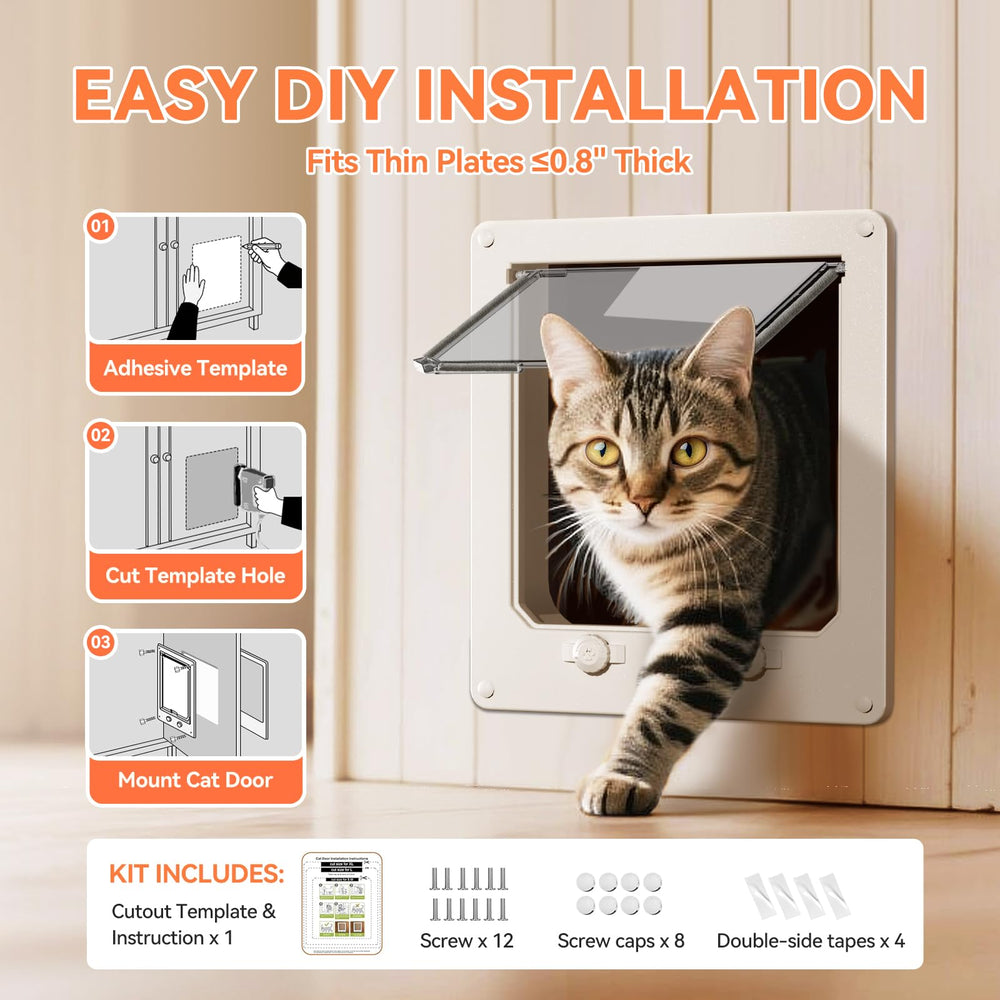 LIBBEPET Thin Cat Door DIY installation kit enables safe setup.
