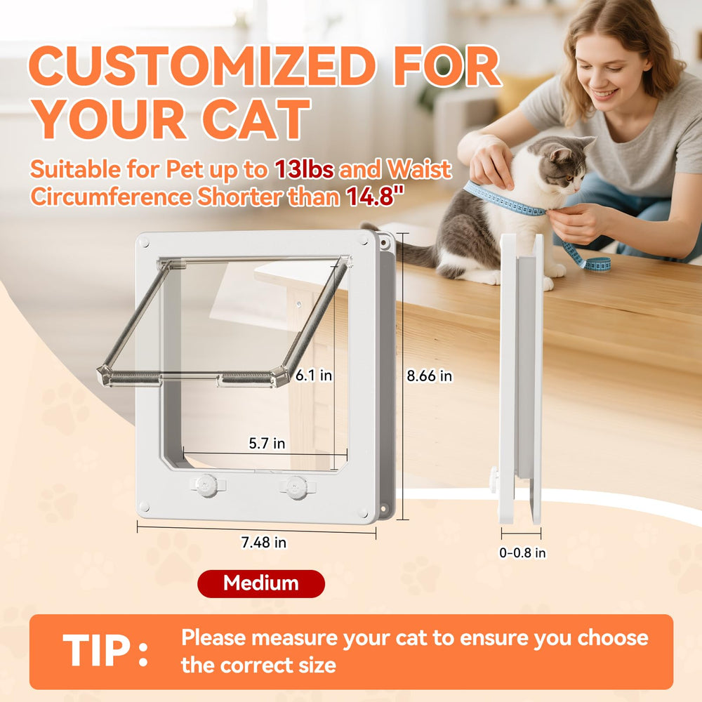 LIBBEPET Thin Cat Door mounted on window enables easy, safe cat passage.